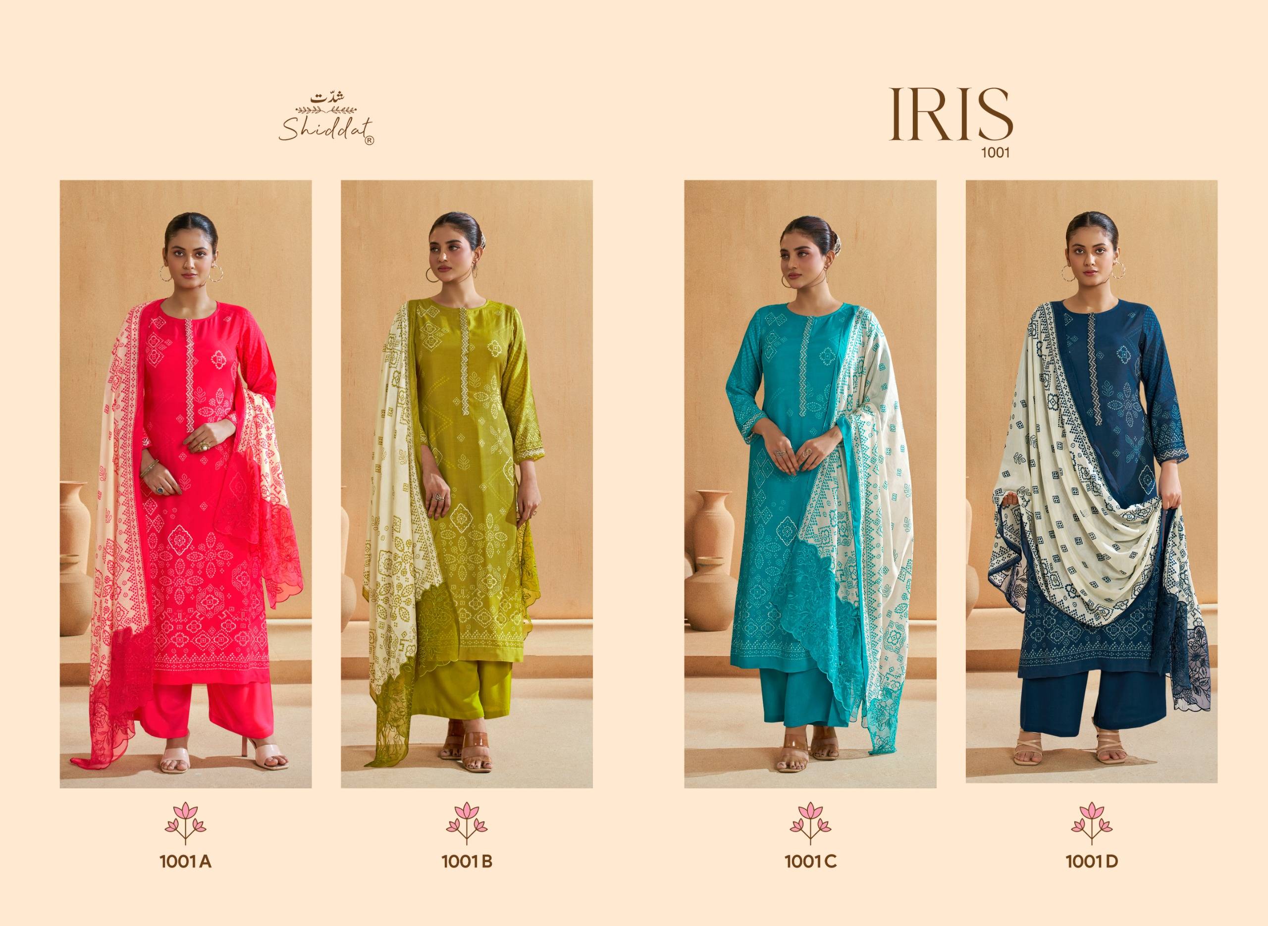 IRIS 1001 SERIES BY SHIDDAT Series Beautiful Festive Suits Stylish Colorful Fancy Casual Wear & Ethnic Wear pure muslin Dresses At Wholesale Price